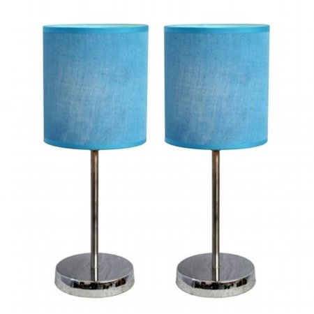 STAR BRITE Simple Designs Chrome Mini Basic Table Lamp with Fabric Shade 2 Pack Set; Blue ST159194